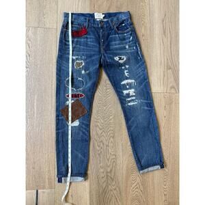 Rugby Ralph Lauren Patchwork Distressed Jeans Women's 27 Blue Denim